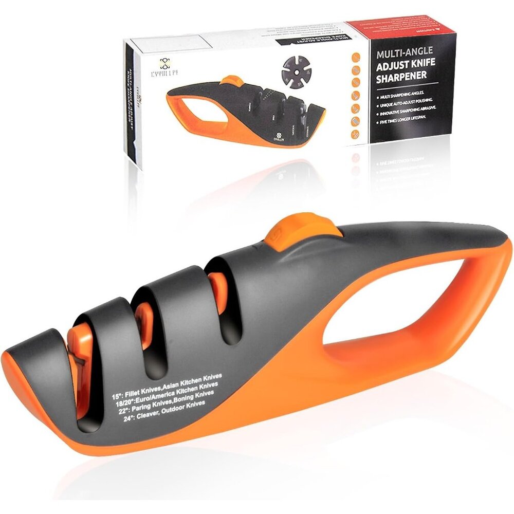 Knife Sharpener with Adjustable Angle Guide Diamond Tungsten Carbide All Knives